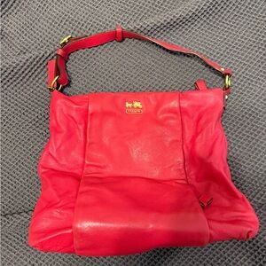 Coach Red Pink Leather Shoulder Bag